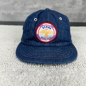 Vintage Kenna Welding Snapback Trucker Hat OSFA Denim Patch Cap Workwear Blue